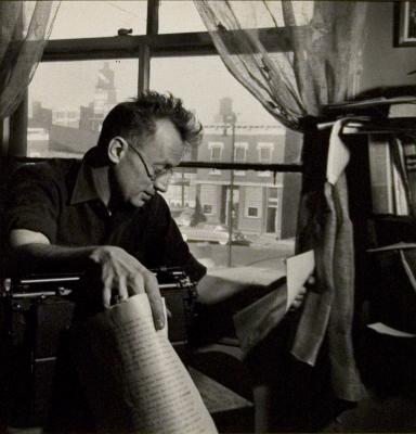 Algren at his typewriter