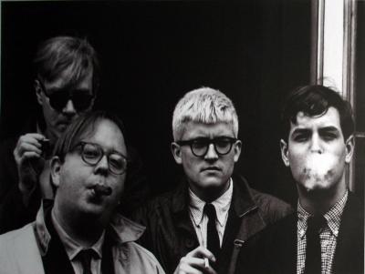 Andy Warhol, David Hockney, Henry Geldzahler and Jeff Goodman from the “Out of the 60s” series