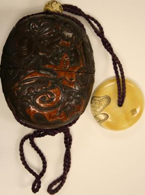 Large Single-Case Lacquer Inro with Netsuke