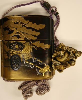 Four - Case Lacquer Inro with Netsuke