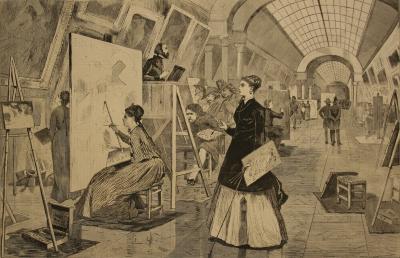 Art Students and Copyists in the Louvre Gallery, Paris