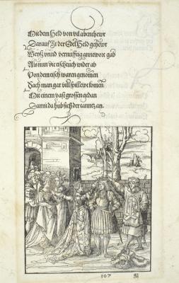 Bride places Wreath on Max's head, from Theuerdank, Augsburg