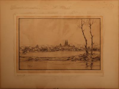 (untitled view of town across river)